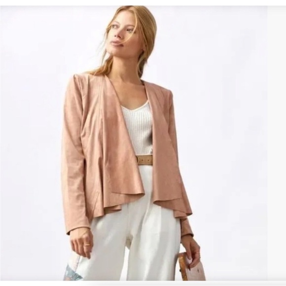 ANTHROPOLOGIE HUTCH Neutral Drape Faux Suede Jacket Size Medium - Picture 2 of 9